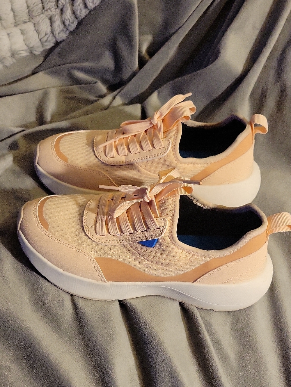 Vessi Peach Knit Lace-Up Sneakers with White Sole